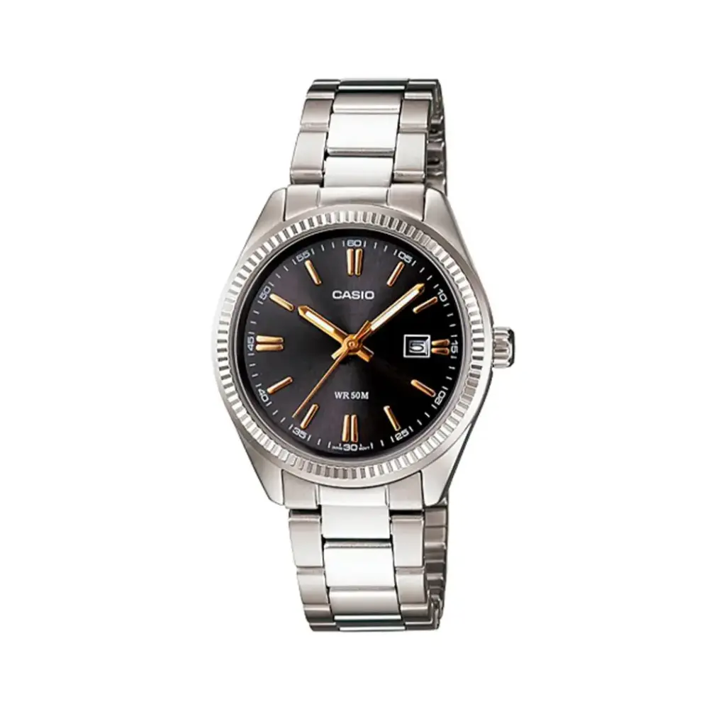 Reloj Casio Plateado Fondo Negro