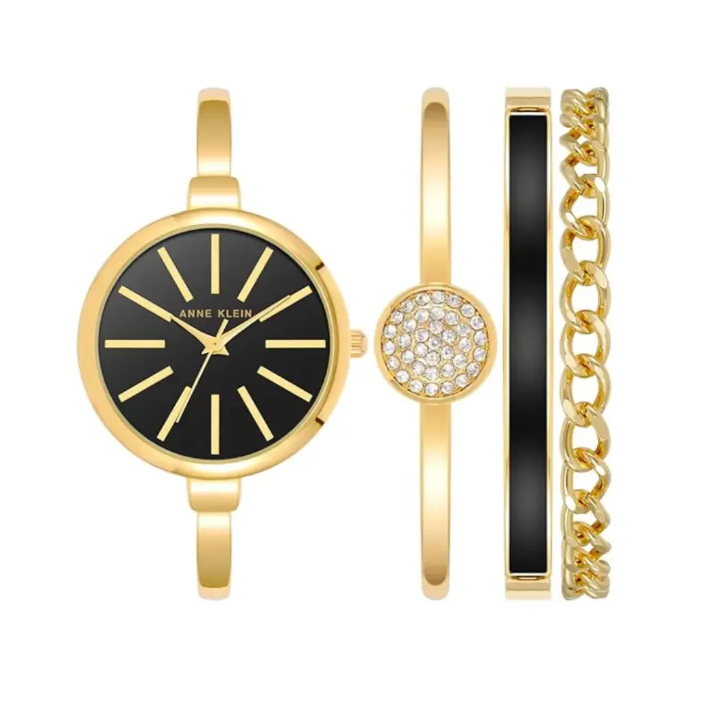 Set Reloj Anne Klein Negro/Dorado