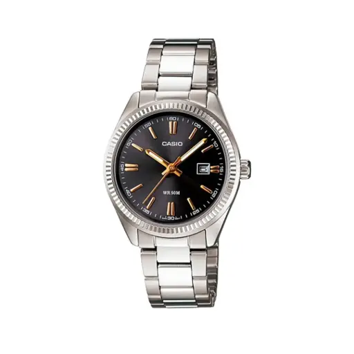 [LTP1302D1A2VDF] Reloj Casio Plateado Fondo Negro