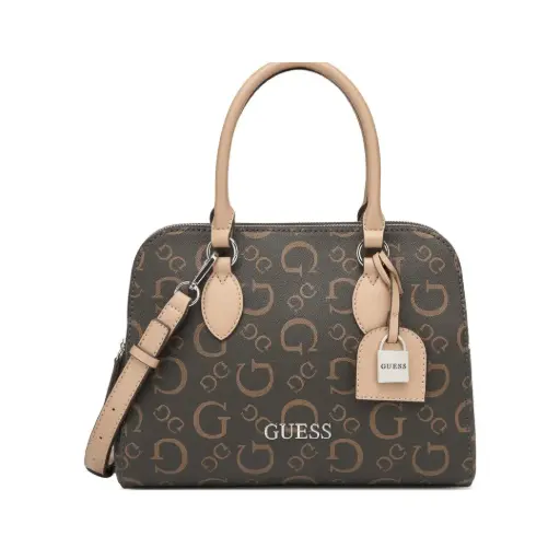 [HH948105NAT] Cartera Guess Delphine Satchel Marrón Oscuro