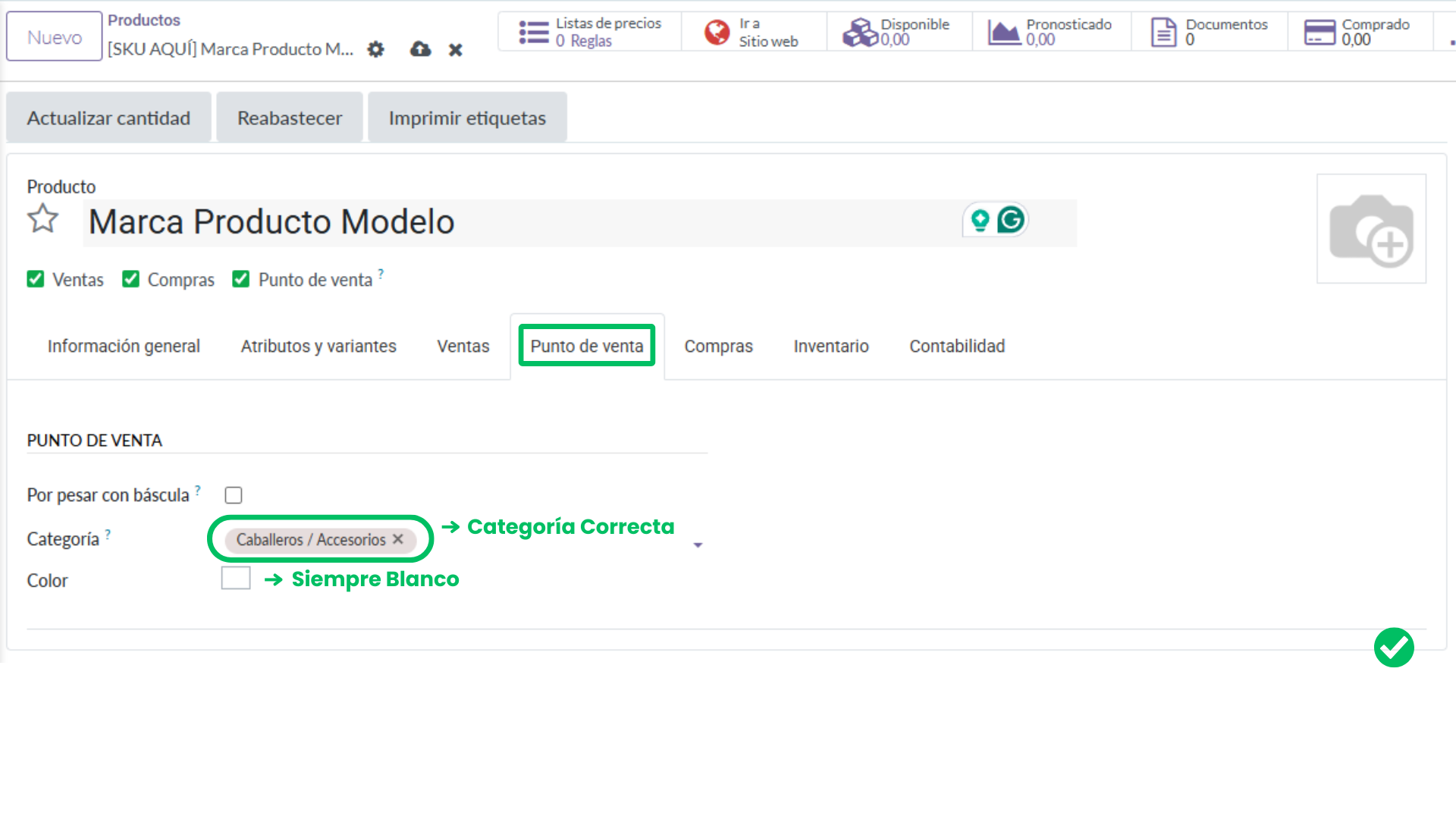 11. Completar categoría de PDV